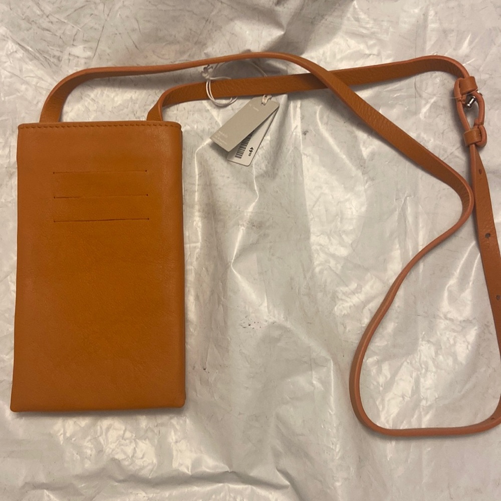 Cos Orange leather phone pouch - new with tags